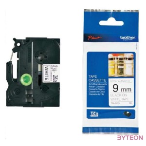 BROTHER szalag TZe-N221, Fehér alapon Fekete, Nem laminált, 9mm  0.35, 8 méter