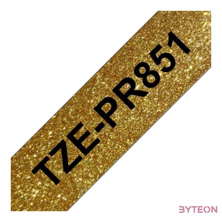 BROTHER Prémium feliratozó szalag TZEPR851, Arany alapon fekete szalag, 24 mm széles, 8m