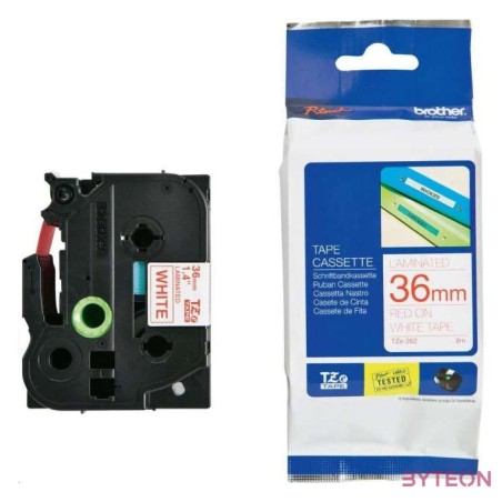 BROTHER szalag TZe-262, Fehér alapon Piros, Laminált, 36mm  1.4, 8 méter