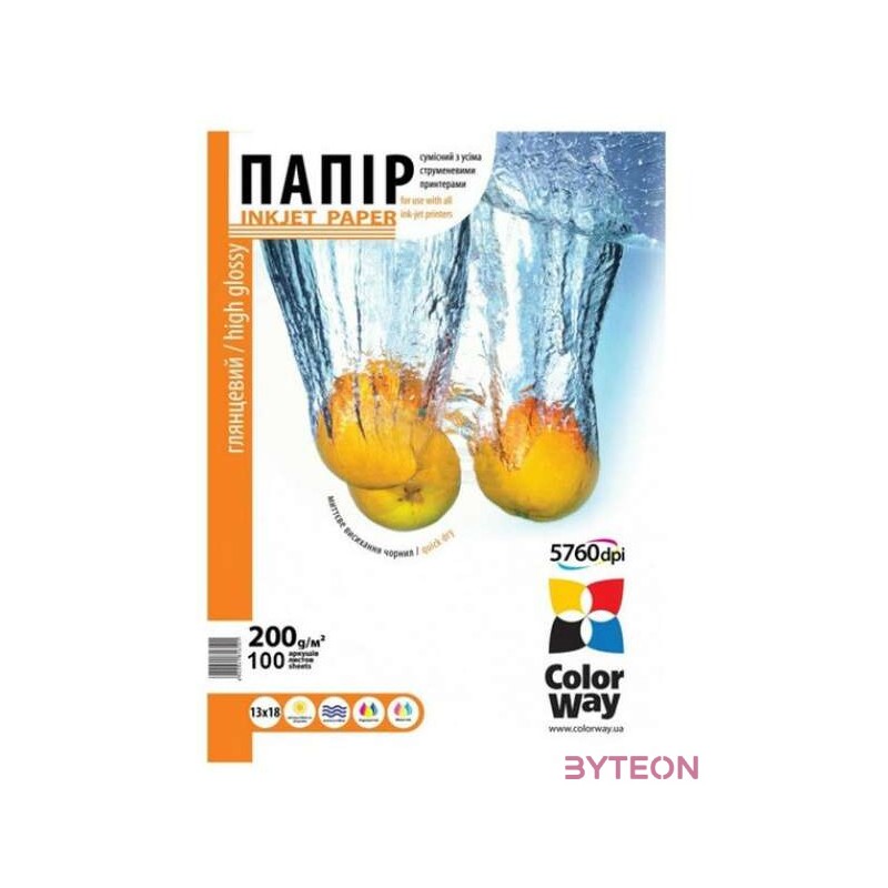 COLORWAY Fotópapír, magasfényű (high glossy), 200 g,m2, 13x18, 100 lap