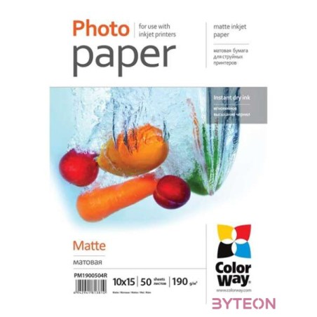 COLORWAY Fotópapír, prémium Matt, 190 g,m, 10x15, 50 lap