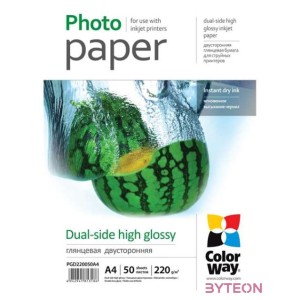 COLORWAY Fotópapír, kétoldalas magasfényű (dual-side high glossy), 220 g,m2, A4, 50 lap
