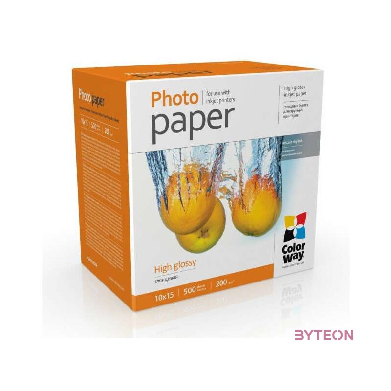 COLORWAY Fotópapír, magasfényű (high glossy), 200 g,m2, 10x15, 500 lap