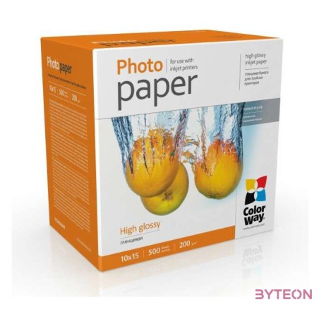 COLORWAY Fotópapír, magasfényű (high glossy), 200 g,m2, 10x15, 500 lap