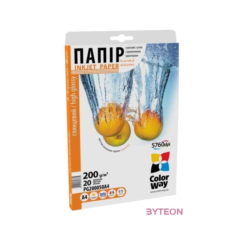 COLORWAY Fotópapír, magasfényű (high glossy), 200 g,m2, 10x15, 50 lap