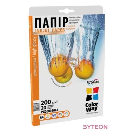 COLORWAY Fotópapír, magasfényű (high glossy), 200 g,m2, 10x15, 50 lap