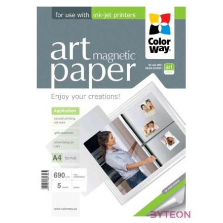 COLORWAY Fotópapír, ART series, fényes hűtőmágnes (ART glossy magnetic), 690 g,m2, A4, 5 lap