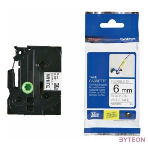 BROTHER szalag TZe-FX211, Fehér alapon Fekete, Flexibilis, 6mm  0.23, 8 méter