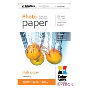 COLORWAY Fotópapír, magasfényű (high glossy), 230 g,m2, 10x15, 100 lap