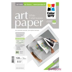 COLORWAY Fotópapír, pólóra vasalható (ART T-shirt transfer, white), 120 g,m2, A4, 5 lap