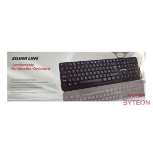 SILVERLINE KB-MM818 Vezetékes Billentyűzet Multimedia HU Fekete