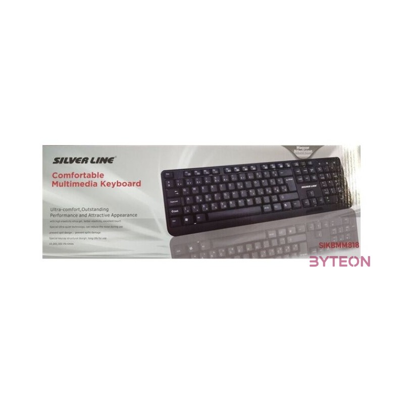 SILVERLINE KB-MM818 Vezetékes Billentyűzet Multimedia HU Fekete