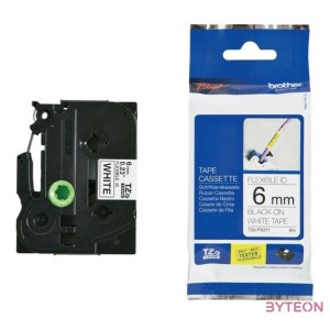 BROTHER szalag TZe-FX211, Fehér alapon Fekete, Flexibilis, 6mm  0.23, 8 méter