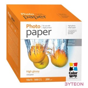 COLORWAY Fotópapír, magasfényű (high glossy), 200 g,m2, 10x15, 500 lap