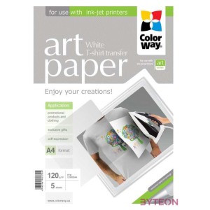 COLORWAY Fotópapír, pólóra vasalható (ART T-shirt transfer, white), 120 g,m2, A4, 5 lap