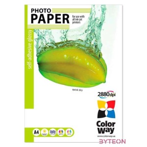 COLORWAY Fotópapír, fényes öntapadó (glossy self-adhesive), 135 - 80g,m2, A4, 50 lap