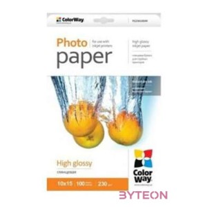 COLORWAY Fotópapír, magasfényű (high glossy), 230 g,m2, 10x15, 100 lap