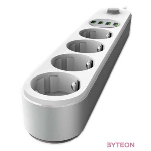 COLORWAY Hálózati elosztó, CW-CHE44W, 4 dugalj, 4xUSB, 2m, fehér