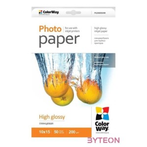 COLORWAY Fotópapír, magasfényű (high glossy), 200 g,m2, 10x15, 50 lap