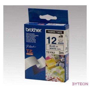BROTHER szalag TZe-FA3, Fehér alapon Kék, Szövet szalag, 12mm  0.47, 3 méter