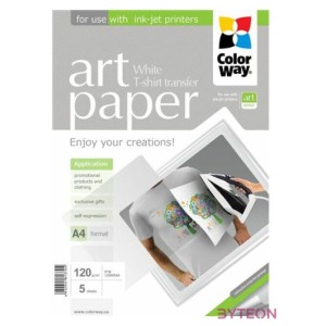 COLORWAY Fotópapír, pólóra vasalható (ART T-shirt transfer, white), 120 g,m2, A4, 5 lap