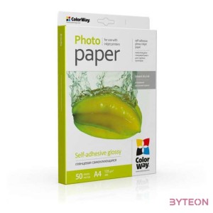 COLORWAY Fotópapír, fényes öntapadó (glossy self-adhesive), 135 - 80g,m2, A4, 50 lap