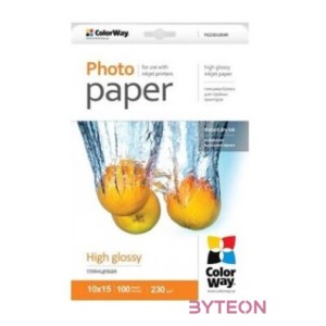 COLORWAY Fotópapír, magasfényű (high glossy), 230 g,m2, 10x15, 100 lap