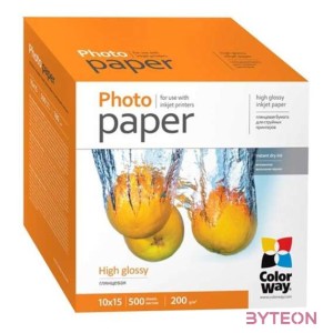 COLORWAY Fotópapír, magasfényű (high glossy), 200 g,m2, 10x15, 500 lap