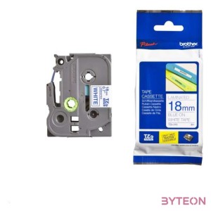BROTHER szalag TZe-243, Fehér alapon Kék, Laminált, 18mm  0.7, 8 méter