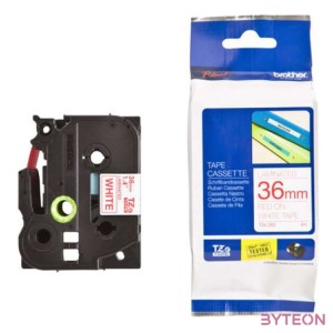 BROTHER szalag TZe-262, Fehér alapon Piros, Laminált, 36mm  1.4, 8 méter