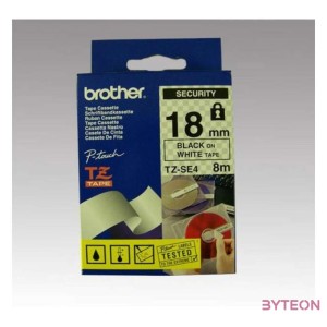 BROTHER szalag TZe-SE4, Fehér alapon Fekete, Biztonsági szalag, 18mm  0.7, 8 méter