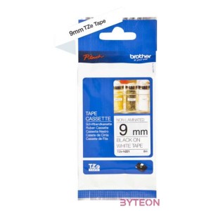 BROTHER szalag TZe-N221, Fehér alapon Fekete, Nem laminált, 9mm  0.35, 8 méter