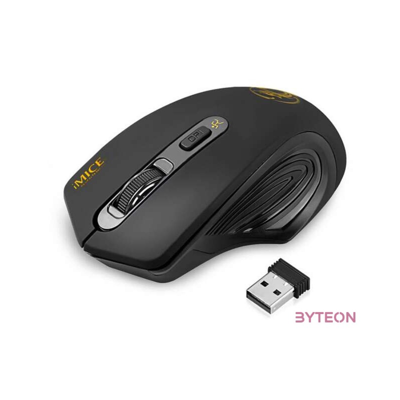 iMICE Vezeték nélküli egér optikai, E-1800, 1600dpi, USB, Fekete