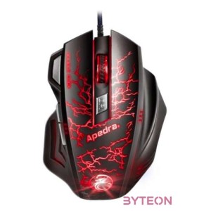 APEDRA Vezetékes egér optikai, gaming A7, 3200dpi, USB, Fekete