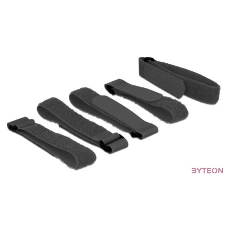 KAB Delock 18704 Hurkolható rögzítők, 300 mm x 20 mm (H x Sz), 5 darab hurokkal, fekete