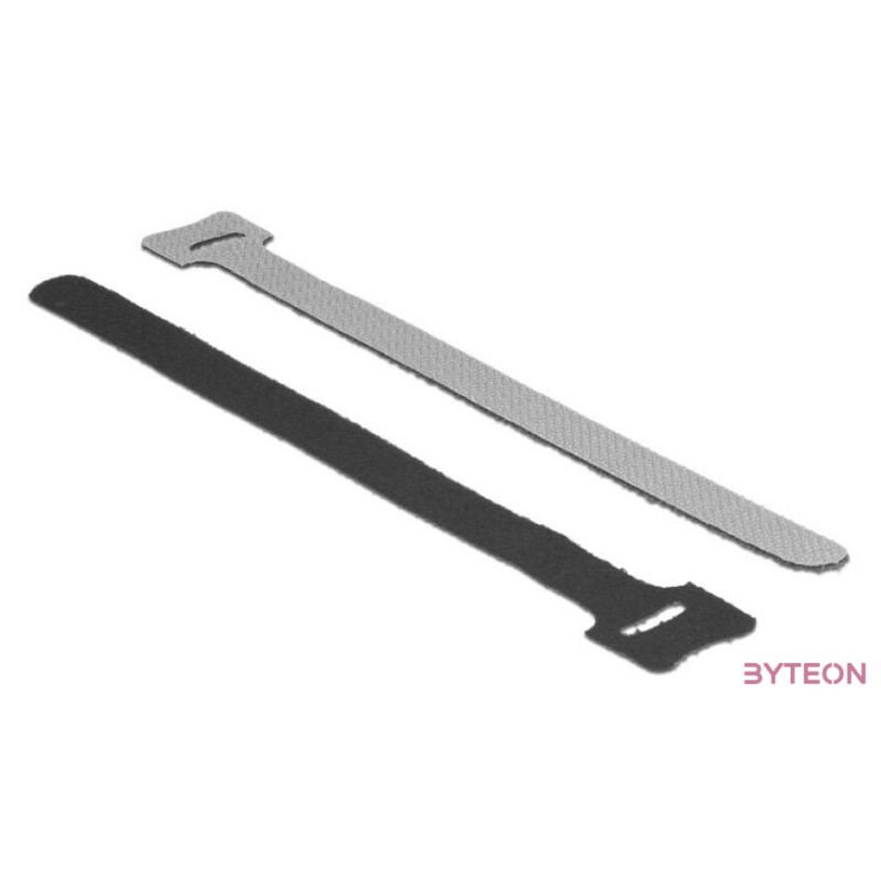 KAB Delock 18687 Hurkolható rögzítok, 200 mm x 12 mm (H x Sz), 10 darab, fekete