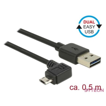 KAB Delock 83847 EASY-USB 2.0 A dugó  EASY-USB 2.0 Micro-B dugó ívelt bal-jobb - 0,5 m