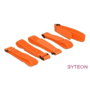 KAB Delock 18707 Hurkolható rögzítők, 300 mm x 20 mm (H x Sz), 5 darab hurokkal, narancssárga