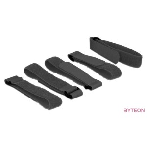 KAB Delock 18704 Hurkolható rögzítők, 300 mm x 20 mm (H x Sz), 5 darab hurokkal, fekete