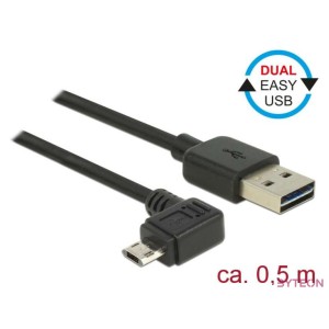 KAB Delock 83847 EASY-USB 2.0 A dugó  EASY-USB 2.0 Micro-B dugó ívelt bal-jobb - 0,5 m