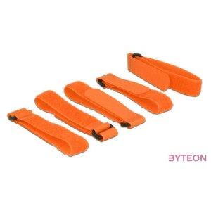 KAB Delock 18707 Hurkolható rögzítők, 300 mm x 20 mm (H x Sz), 5 darab hurokkal, narancssárga