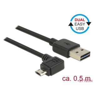 KAB Delock 83847 EASY-USB 2.0 A dugó  EASY-USB 2.0 Micro-B dugó ívelt bal-jobb - 0,5 m