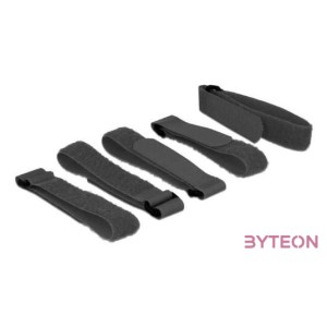 KAB Delock 18704 Hurkolható rögzítők, 300 mm x 20 mm (H x Sz), 5 darab hurokkal, fekete