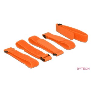 KAB Delock 18707 Hurkolható rögzítők, 300 mm x 20 mm (H x Sz), 5 darab hurokkal, narancssárga