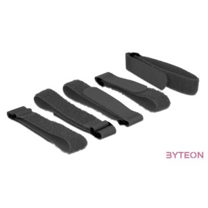 KAB Delock 18704 Hurkolható rögzítők, 300 mm x 20 mm (H x Sz), 5 darab hurokkal, fekete