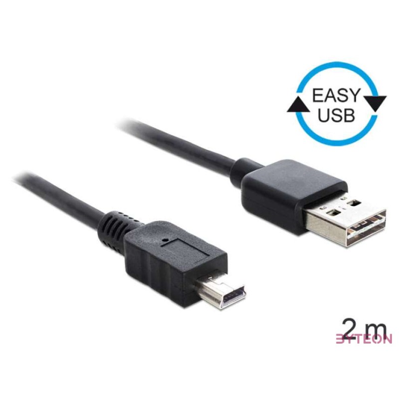 Delock Kábel, EASY-USB 2.0-s A-típusú csatlakozódugó  USB 2.0-s Mini-B-típusú csatlakozódugó, 2 m,