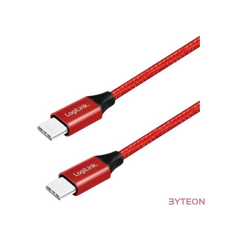 Logilink USB 2.0 Cable, USB-C M to USB-C M, red, 1m