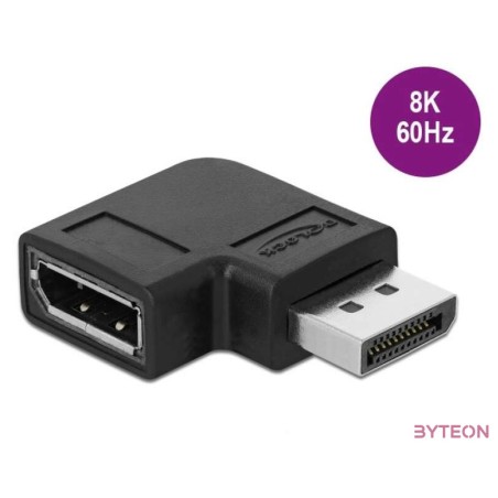 Delock DisplayPort 1.4 adapter csatlakozó aljzathoz 90  -kal derékszögben 8K 60 Hz