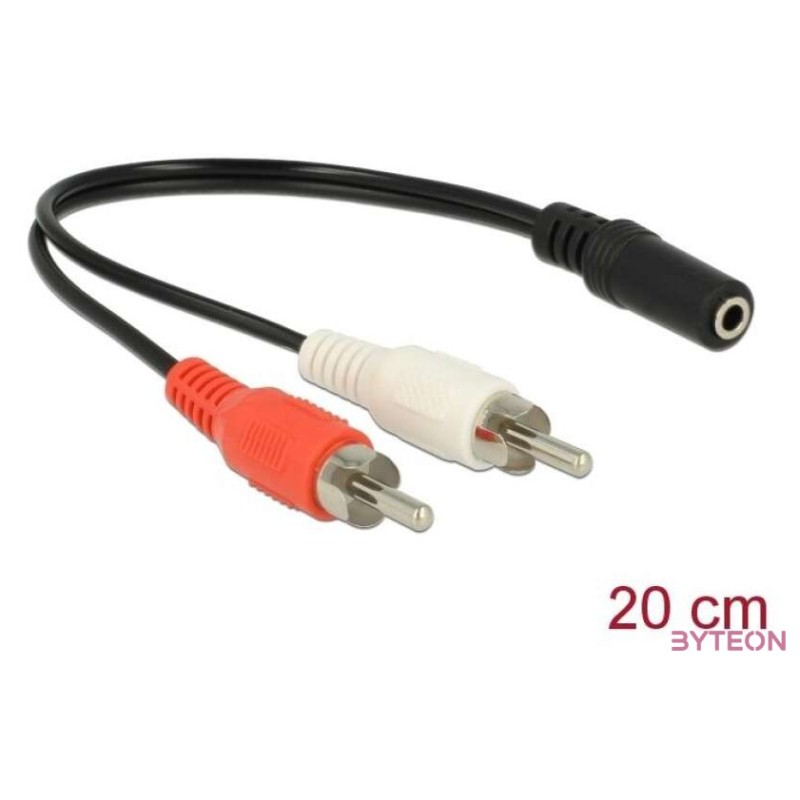 Delock Audio (Hang)kábel 2 x RCA apa  1 x 3,5 mm 3 tűs Sztereo Jack 20 cm