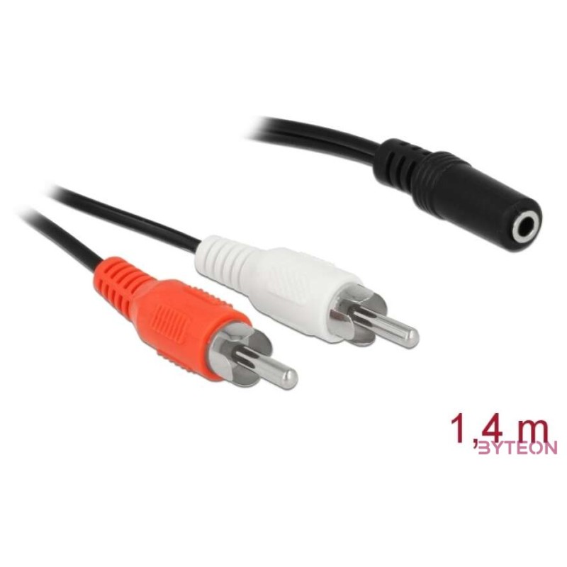 Delock Audio (Hang)kábel 2 x RCA apa  1 x 3,5 mm 3 tűs Sztereo Jack 1,4 m